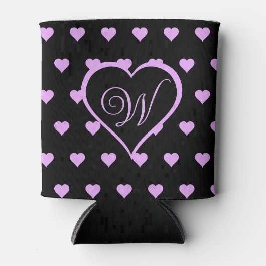 おもしろいと気のあるそぶりをしたピンクハートパーソナライズされた 缶クーラー (正面)