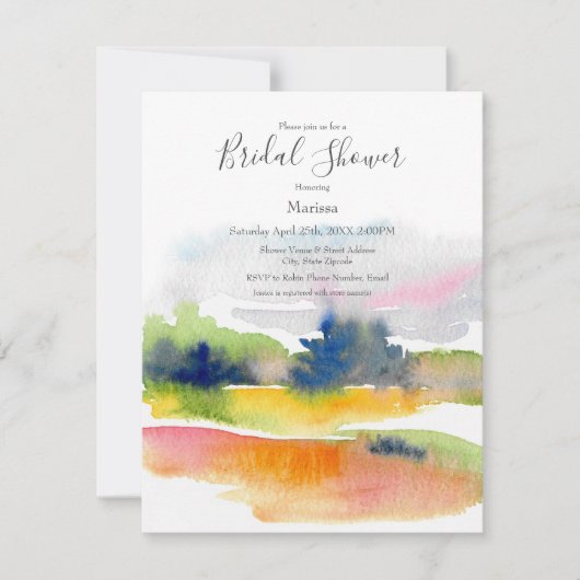 'おもしろいと水色ブラシストローク'抽象芸術の効果 招待状 (正面)