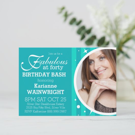 おもしろいと素晴らしい写真40歳の誕生日パーティー 招待状 (スタンド正面)