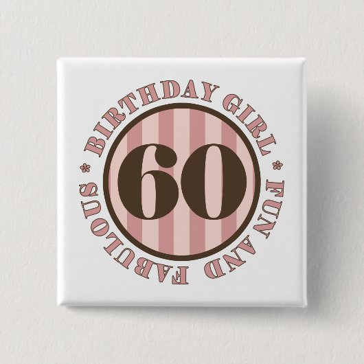 おもしろいと素晴らしい60番目の誕生日ギフト 缶バッジ (正面)