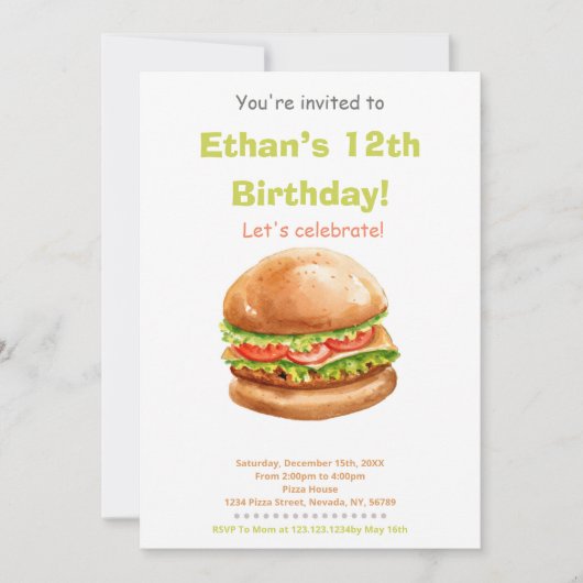 おもしろいと美味しいパーティー招待状 招待状 (正面)