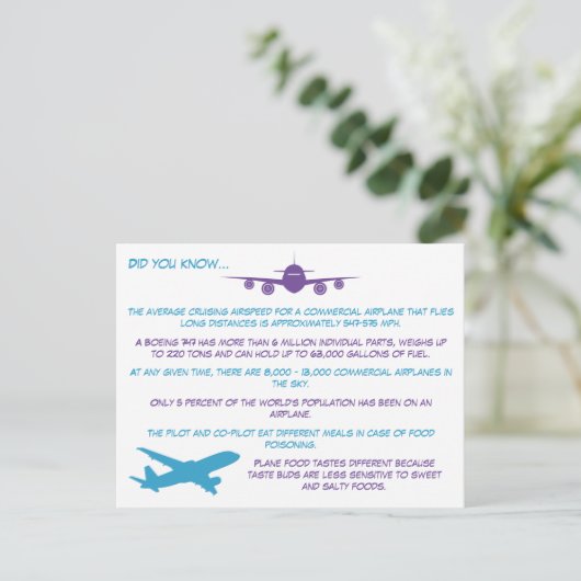 おもしろいと飛行機についての興味深い事実 ポストカード (スタンド正面)