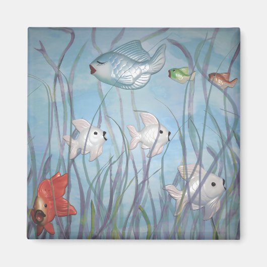 おもしろいと黒焼き魚 マグネット (正面)