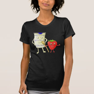 おもしろいないちご及びクリーム色の予測できない漫画愛芸術 Tシャツ