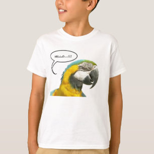 おもしろいなおしゃべりオウムの顔のTシャツ Tシャツ