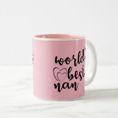 おもしろいなお母さんは-世界で最も最高のなナンのマグ-ピンクのマグを引用します ツートーンマグカップ (正面右)