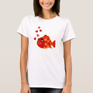 おもしろいなかわいいの金魚の漫画 Tシャツ