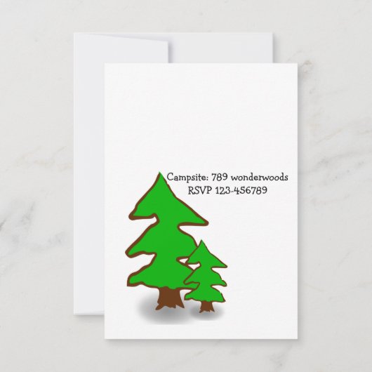 おもしろいなかわいいバースデーパーティ招待状キャンプします 招待状 (裏面)