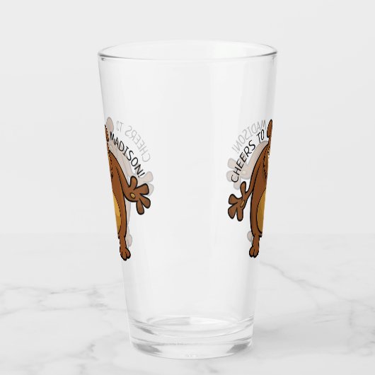 おもしろいなくまのカスタムな文字のパイントガラス タンブラーグラス (左)