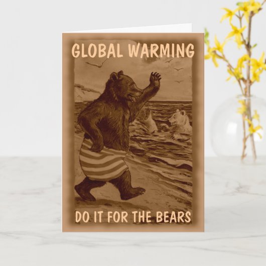 おもしろいなくま カード (黄色い花)