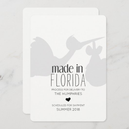 おもしろいなこうのとり配達妊娠の発表 案内状 (正面/裏面)