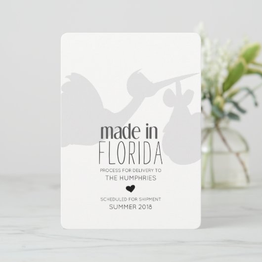 おもしろいなこうのとり配達妊娠の発表 案内状 (スタンド正面)