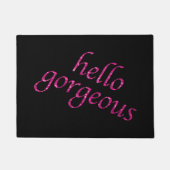 おもしろいなこんにちはの豪華な引用文のガーリーなピンクのグリッター ドアマット (正面)