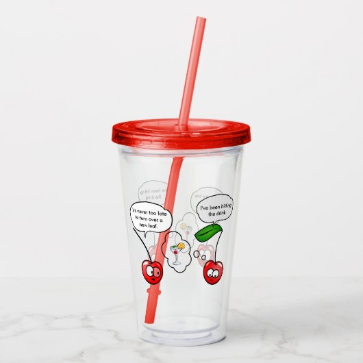 おもしろいなさくらんぼの冗談の漫画 アクリルタンブラー (裏面)