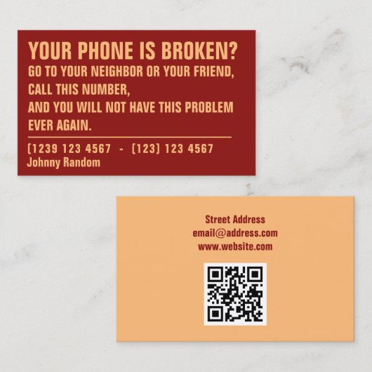 おもしろいなしゃれの文字カバー 名刺 (正面/裏面)