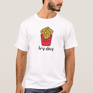 おもしろいなしゃれの金曜日の幸せなフライドポテトの漫画 Tシャツ