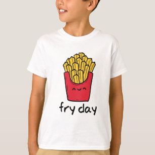 おもしろいなしゃれの金曜日の幸せなフライドポテトの漫画 Tシャツ
