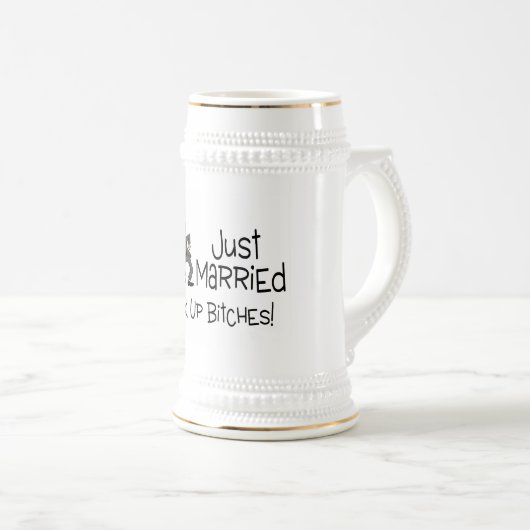 おもしろいなたった今結婚しましたの結婚式のトースト ビールジョッキ (正面右)