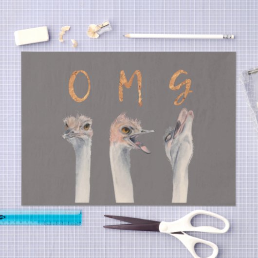 おもしろいなだちょうの鳥の水彩画のイラストレーション| OMG 薄葉紙 (クラフト)