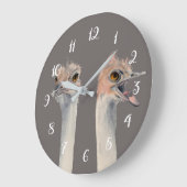 おもしろいなだちょうの鳥の水彩画の絵画 ラージ壁時計 (傾斜)