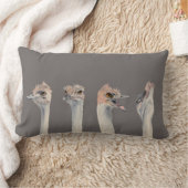 おもしろいなだちょうの鳥の水彩画 ランバークッション (ブランケット)