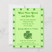 おもしろいなアイルランド犬のシャムロックの帽子の緑のボーダーパーティー 招待状 (裏面)