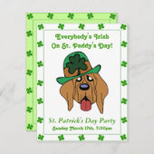 おもしろいなアイルランド犬のシャムロックの帽子の緑のボーダーパーティー 招待状 (正面/裏面)