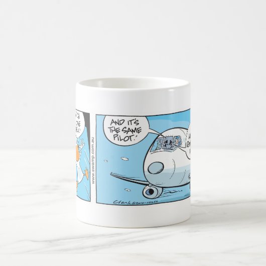 おもしろいなアヒルおよびパイロットの漫画のマグ コーヒーマグカップ (中央)