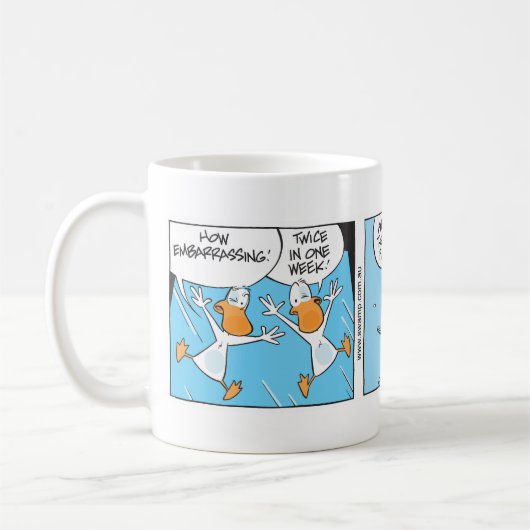 おもしろいなアヒルおよびパイロットの漫画のマグ コーヒーマグカップ (左)