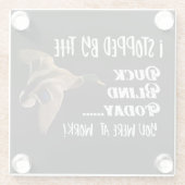 おもしろいなアヒルの狩りの引用文のマガモのアヒルの盲目のスポーツ ガラスコースター (裏面)