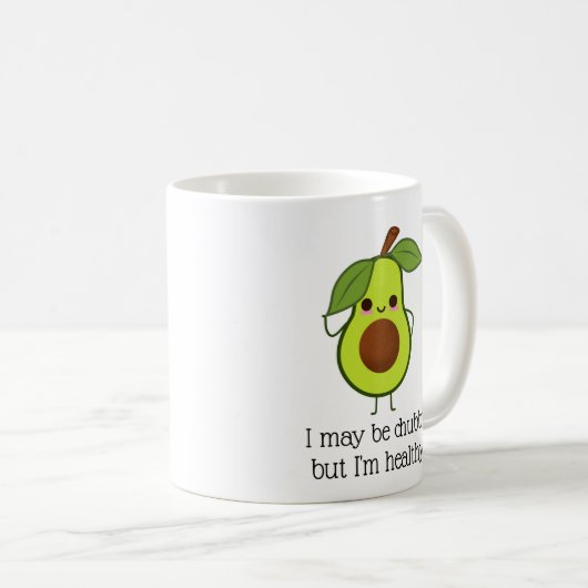 おもしろいなアボカドのぽっちゃりしたしかしよい脂肪 コーヒーマグカップ (正面右)