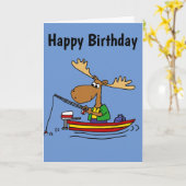 おもしろいなアメリカヘラジカの魚釣りの漫画 カード (黄色い花)