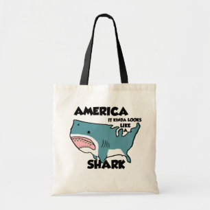 おもしろいなアメリカ鮫の買い物袋! トートバッグ