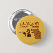 おもしろいなアラスカの記念品の食物連鎖のくまおよびカ 缶バッジ (正面&裏面)