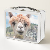 おもしろいなアルパカのラマは私に吐きます触れません メタルランチボックス (正面)