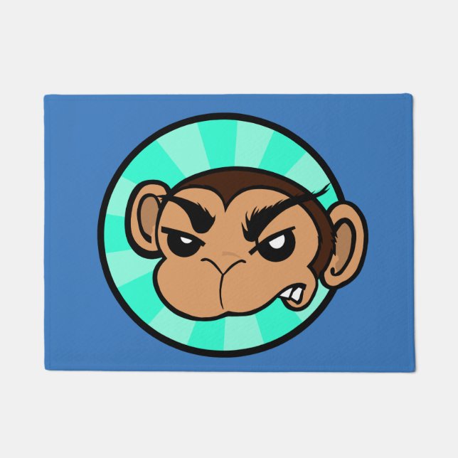 おもしろいなイライラした猿の玄関マット ドアマット (正面)