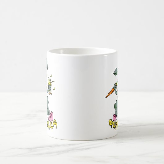 おもしろいなイースターのウサギのかわいいBunnyzillaのウサギの漫画 コーヒーマグカップ (中央)