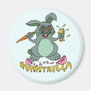おもしろいなイースターのウサギのかわいいBunnyzillaのウサギの漫画 マグネット