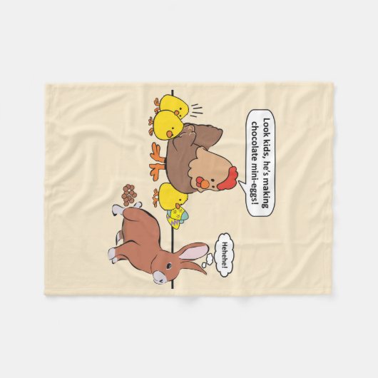 おもしろいなイースターのウサギのチョコレートの卵 フリースブランケット (正面(横))