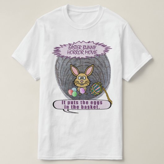 おもしろいなイースターのウサギのホラー映画 Tシャツ (デザイン正面)