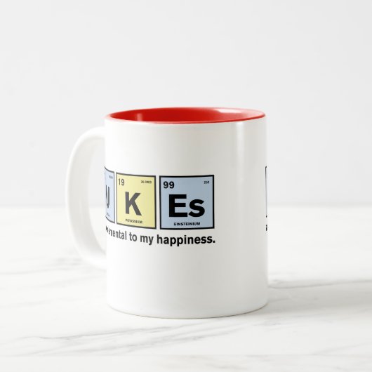 おもしろいなウクレレおよび科学のマグ ツートーンマグカップ (正面左)