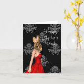 おもしろいなウサギのキャラクターの母の日 カード (黄色い花)