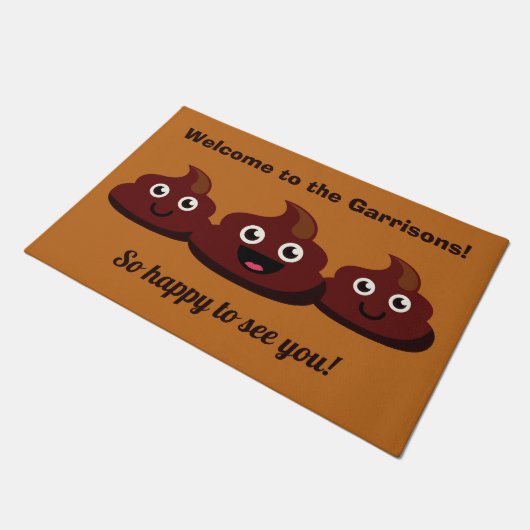 おもしろいなウンチのカスタムな文字及び色の玄関マット ドアマット (アングル)