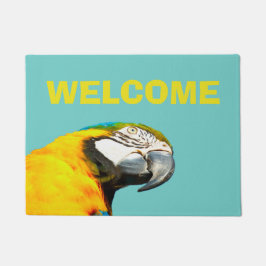 おもしろいなオウムの鳥の歓迎 ドアマット