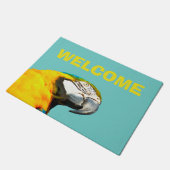 おもしろいなオウムの鳥の歓迎 ドアマット (アングル)