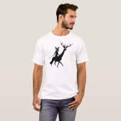 おもしろいなオオシカおよびバニーアイコン Tシャツ (正面フル)