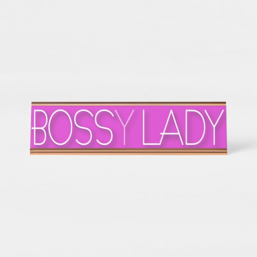 おもしろいなオフィスのユーモアのボス(y) Pink女性 デスクネームプレート (正面)
