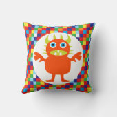 おもしろいなオレンジモンスターの創造物明るい色のブロック クッション (裏面)