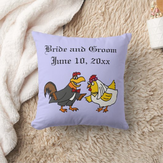 おもしろいなオンドリの新郎および雌鶏の花嫁の結婚式 クッション (ブランケット)