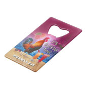 おもしろいなオンドリの鶏のカクテルの熱帯ビーチの名前 クレジットカード栓抜き (正面アングル)